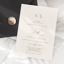 Or Romantique Calligraphié | Mariage Monogramme Iv