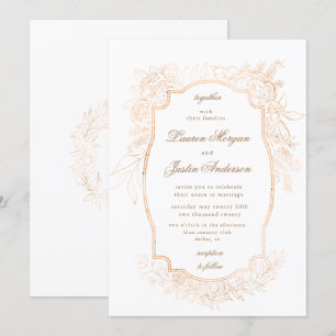 Invitation or romantique floral traditionnel Mariage Invitati