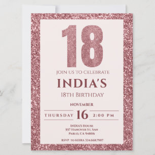 Invitation or rose 18e anniversaire
