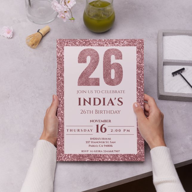 Invitation or rose 26e anniversaire (Créateur téléchargé)