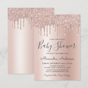 Invitation Or Rose   Baby shower d'huile à Parties scintillan