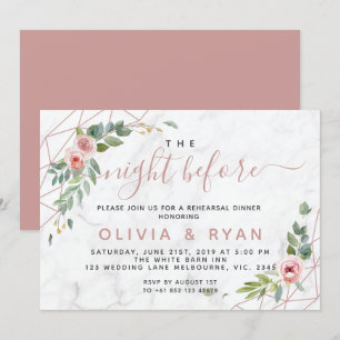 Invitation or rose géométrique la nuit avant l'invitation