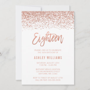 Invitation Or rose gold moderne fausse 18e anniversaire