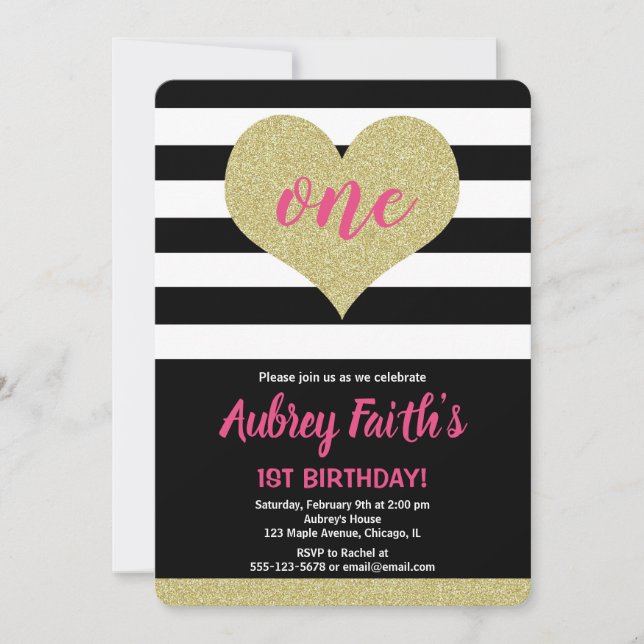 Invitation or rose noir coeur valentine jour anniversaire (Devant)