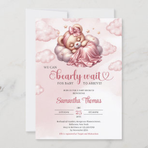 Invitation or rose nous pouvons attendre fille Baby shower