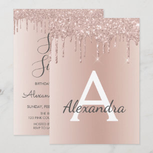 Invitation Or rose - Sweet sixteen Parties scintillant rose A