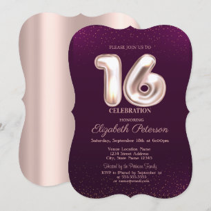 Invitation Or Rose tendance, Violet Sweet 16