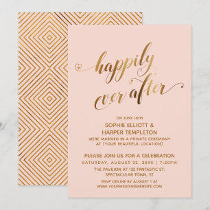 Invitation Or & Rouge Pour Toujours Après-Mariage