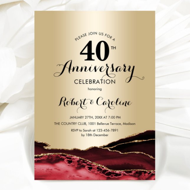 Invitation Or Rubis Rouge 40e Anniversaire (Créateur téléchargé)