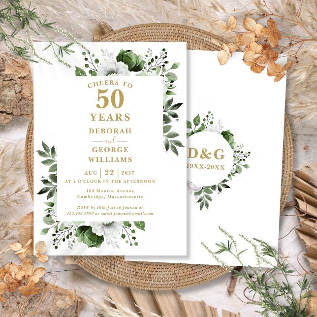 Invitation Or Soit À 50 Anniversaire Mariage De L'Or (Gold Cheers To 50 Years Wedding Anniversary Invitation)