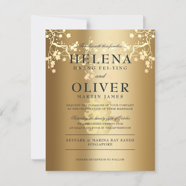 Invitation Or Splendor Double Bonheur | Mariage chinois (Devant)