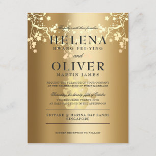 Invitation Or Splendor Double Bonheur Mariage chinois