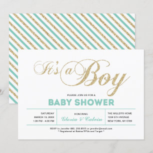 Invitation Or   Typographie Moderne C'est un Garçon Baby Show