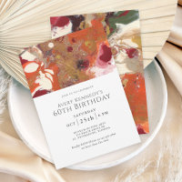 Orange Abstrait Boho 60e fête d'anniversaire