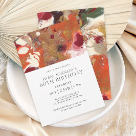 Invitation Orange Abstrait Boho 60e fête d'anniversaire