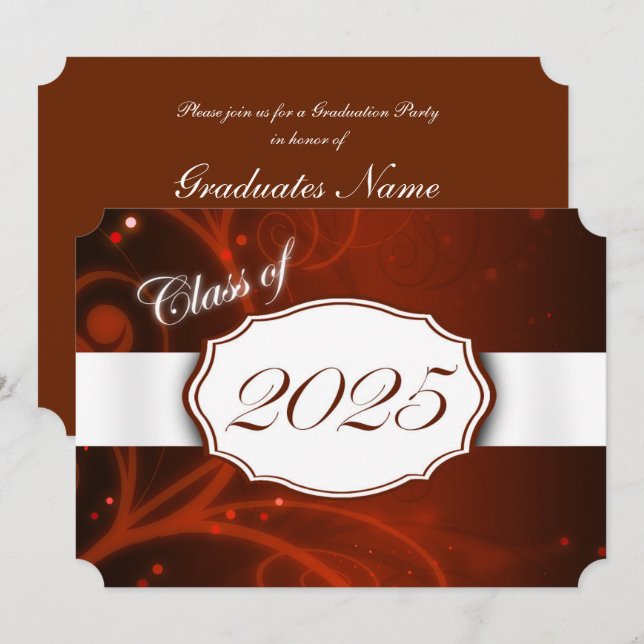 Invitation Orange and White 2025 Graduation Party (Devant / Derrière)