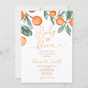 Invitation Orange Baby en fleur Baby shower d'été