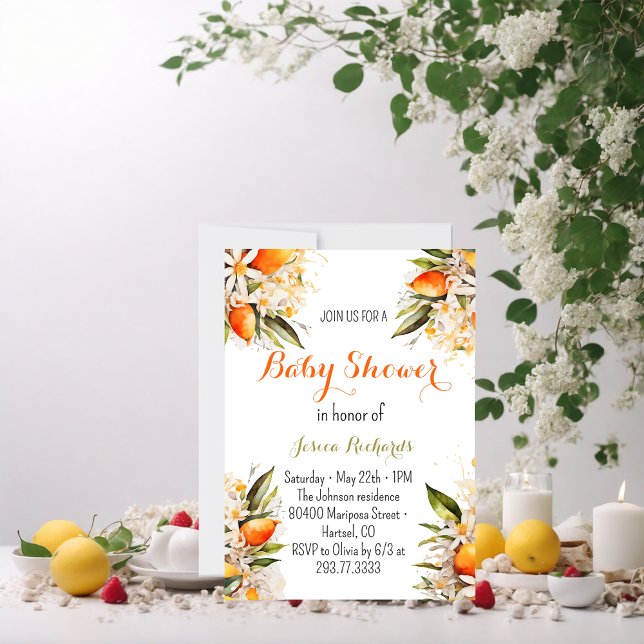 Invitation Orange Baby shower Sexe Citrus Neutre (Créateur téléchargé)