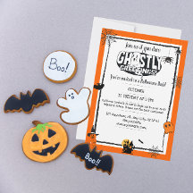 Orange Black Halloween Ghosts Salutation