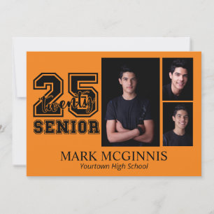 Invitation Orange Black High School Class 2025 Graduation