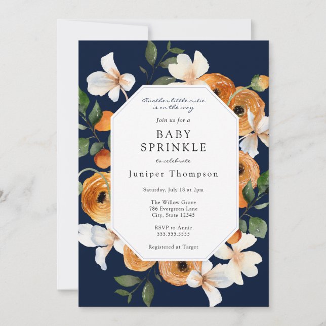 Invitation Orange Blossoms and Clementines Baby Sprinkle Invi (Devant)