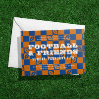 Orange Blue Checkerboard Football Game Watch Party