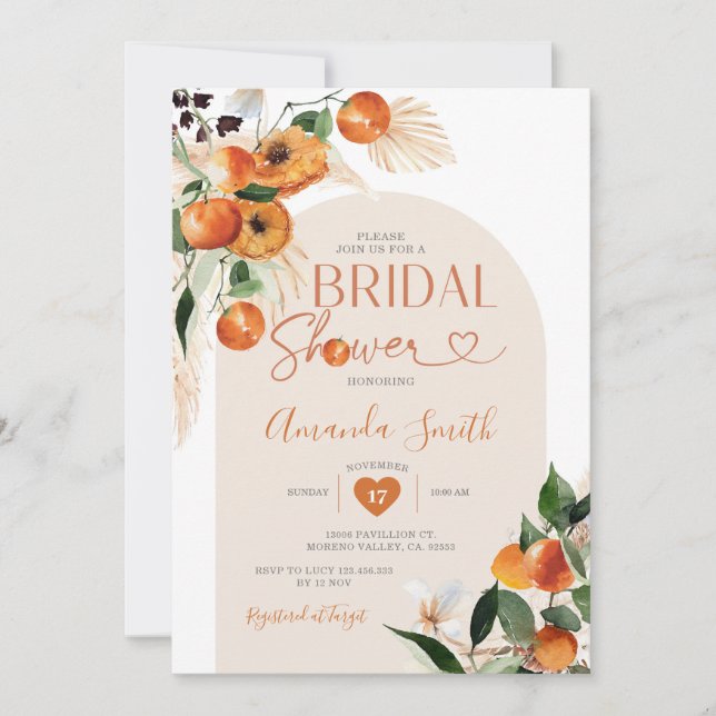 Invitation Orange Bridal shower Elle A Trouvé Son Pince Princ (Devant)