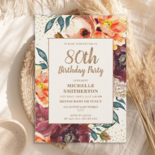 Invitation Orange Burgundy Fall Floral Gold Parties scintilla