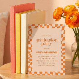 Invitation Orange Checker Modern Graduation Party 2026