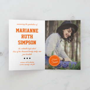 Invitation Orange Circles Photo Graduation