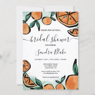 Invitation Orange Citrus Moderne Aquarelle Botanique Invitati