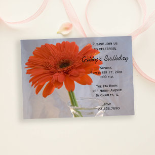 Invitation Orange Daisy fête d'anniversaire