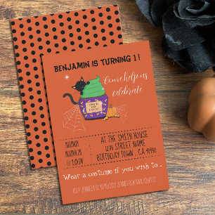 Invitation orange d'anniversaire Halloween pour en