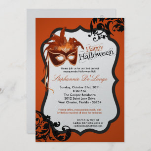 invitation orange de Halloween de masque de la