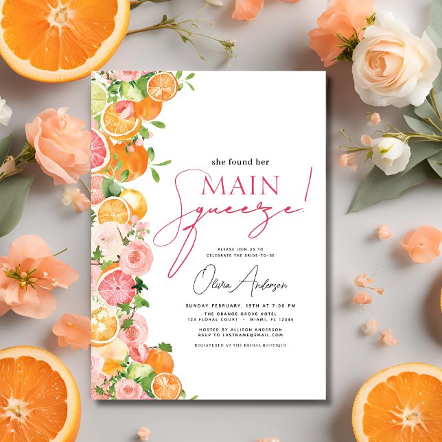 Invitation Orange de la Fête des mariées principale en agrume (Créateur téléchargé)
