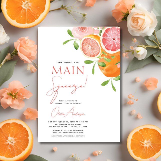 Invitation Orange de la Fête des mariées principale en agrume (Créateur téléchargé)