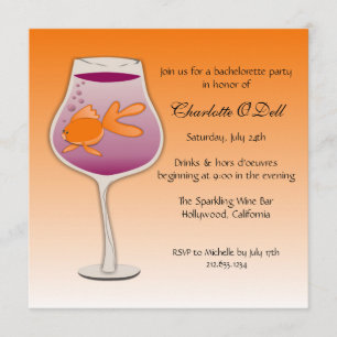 Invitation orange de poisson rouge; bachelorette