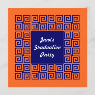 Invitation orange et bleue de partie de motif
