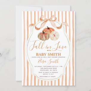 Invitation Orange et Citrouille blanc tombent dans le Baby sh