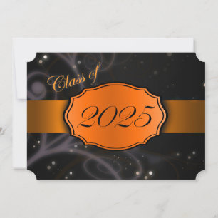 Invitation Orange et noir 2025 Graduation