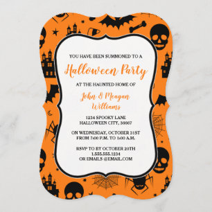 Invitation orange et noire de partie de Halloween