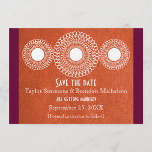 Invitation Orange Extrême-Orient Élégance Enregistrez la Date