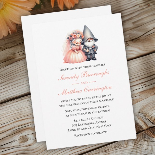 Invitation Orange Fairytale Gnome Mariage mou Woodland (Créateur téléchargé)