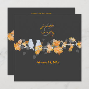 Invitation Orange fleurit+inséparable/DO-IT-YOURSELF couleur