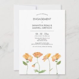Invitation Orange Floral Aquarelle Poppies