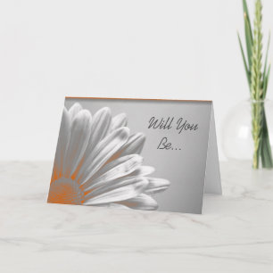 Invitation Orange Floral Points Forts Serez-Vous Ma Femme D'A