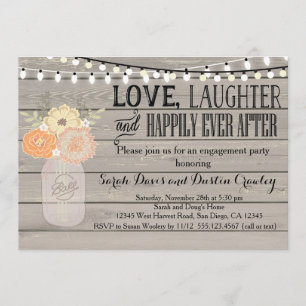 Invitation orange florale rustique de partie de