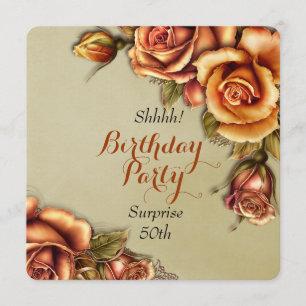 Invitation Orange Glow Rose fête d'anniversaire