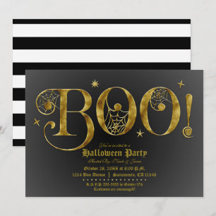 Invitation Orange Gold BOO Costume de fête élégant d'Hallowee