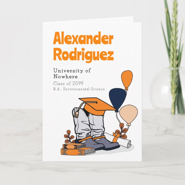 Invitation Orange Graduation Cap Cowboy Boot Arrangement (Devant)
